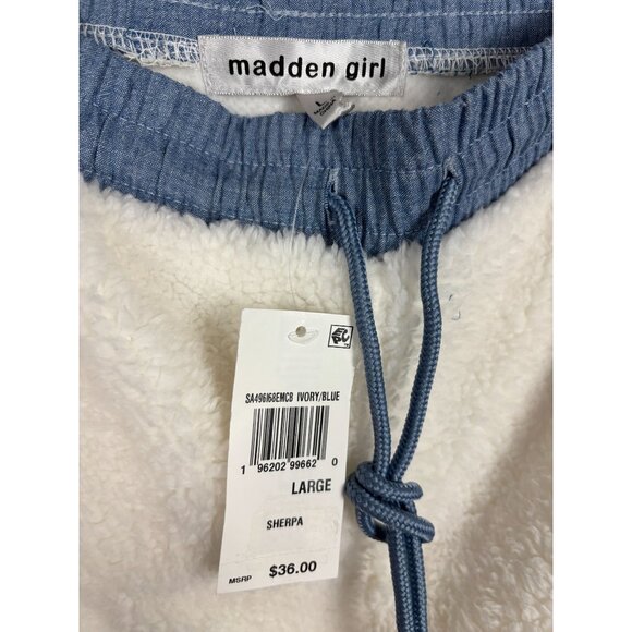 Madden Girl Juniors' Sherpa Denim Star Fleece Jogger Pants Large Multicolor NWTs - Picture 5 of 8